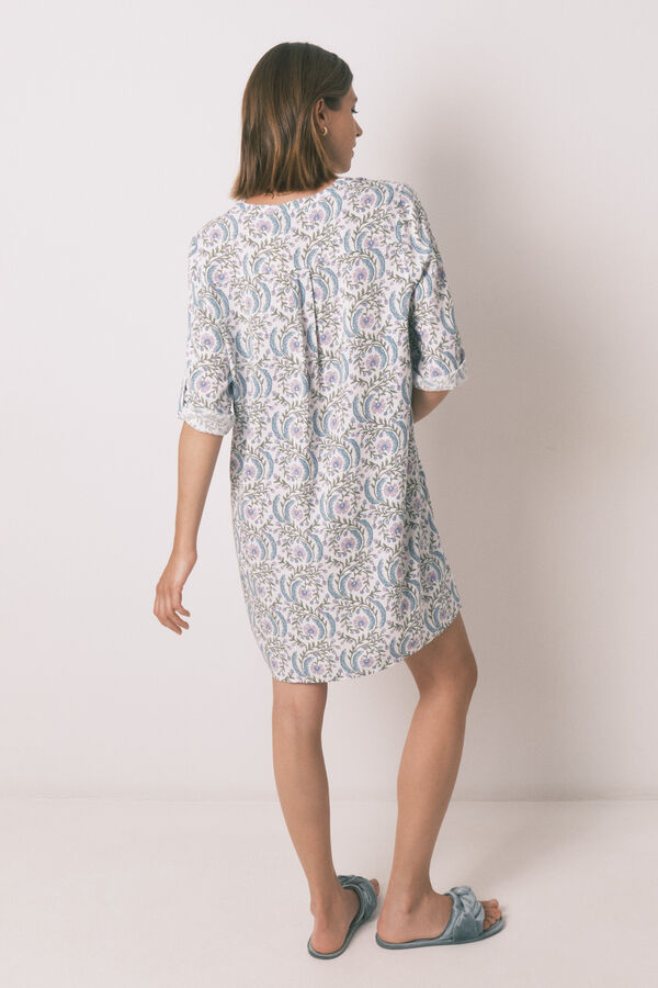 Women'secret Playera de dormir verde floral de manga 3/4 verde