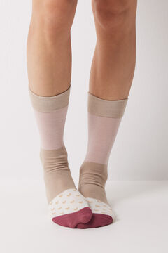 Womensecret Calcetines largos bloques café y rosa rosa