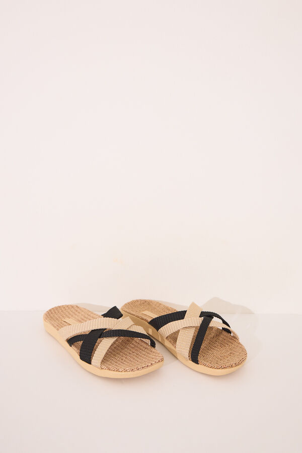 Womensecret Chanclas de rafia con tirantes cruzadas  café