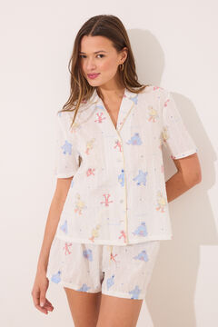 Womensecret Pijama camisera de tejido blanco "Barrio Sésamo" marfil