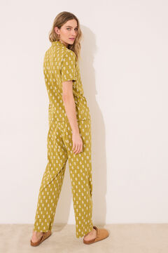 Womensecret Pijama camisera color caqui 100% algodón con estampados estampado
