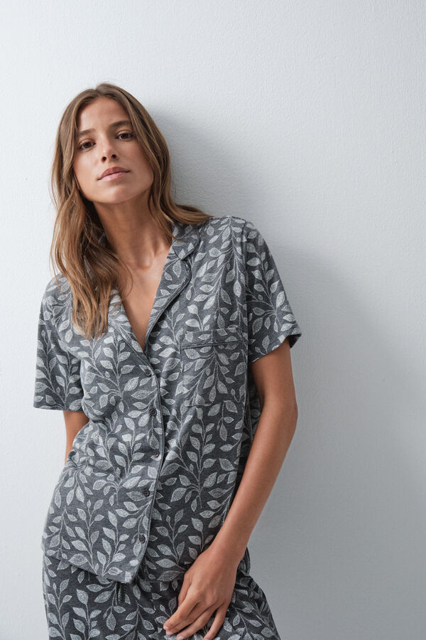 Women'secret Pijama larga camisera de hojas estampado