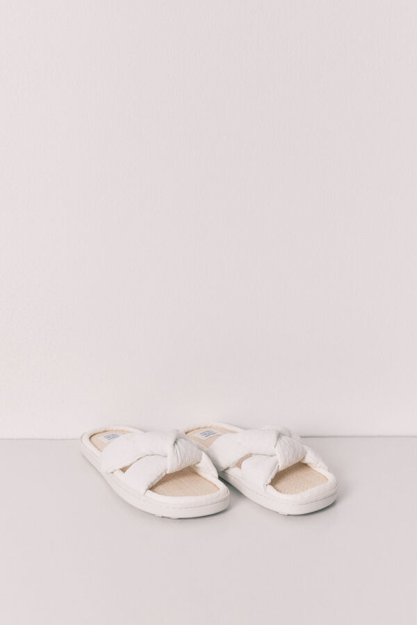 Women'secret Sandalias de nudo y rafia marfil