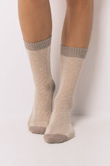 Women'secret Calcetines largos trenzados de arena café