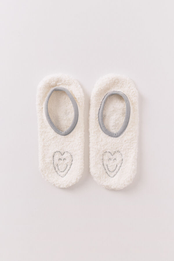 Women'secret Calcetines beige sin calcetines con cara sonriente nude