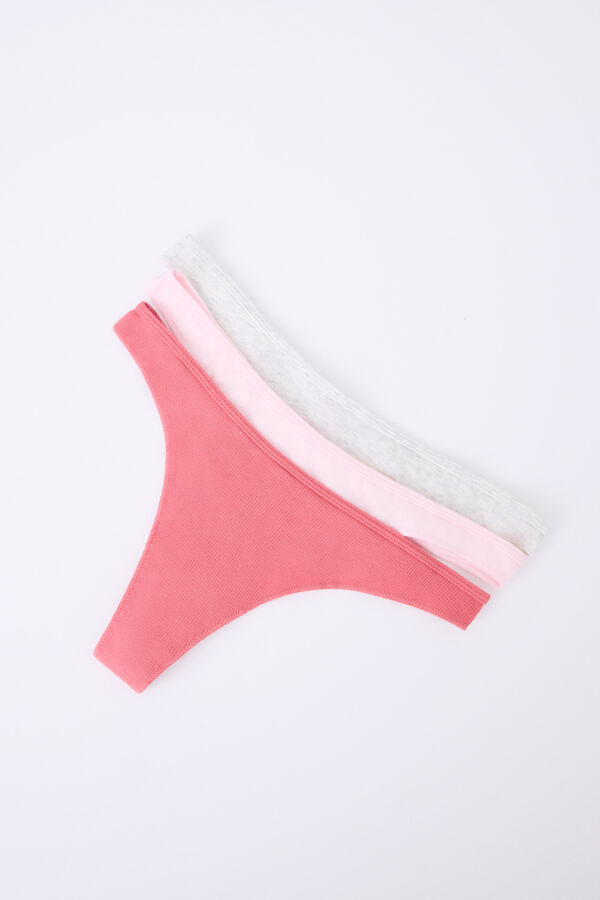 Womensecret Pack 3 tangas rosa, fresa, gris blanco