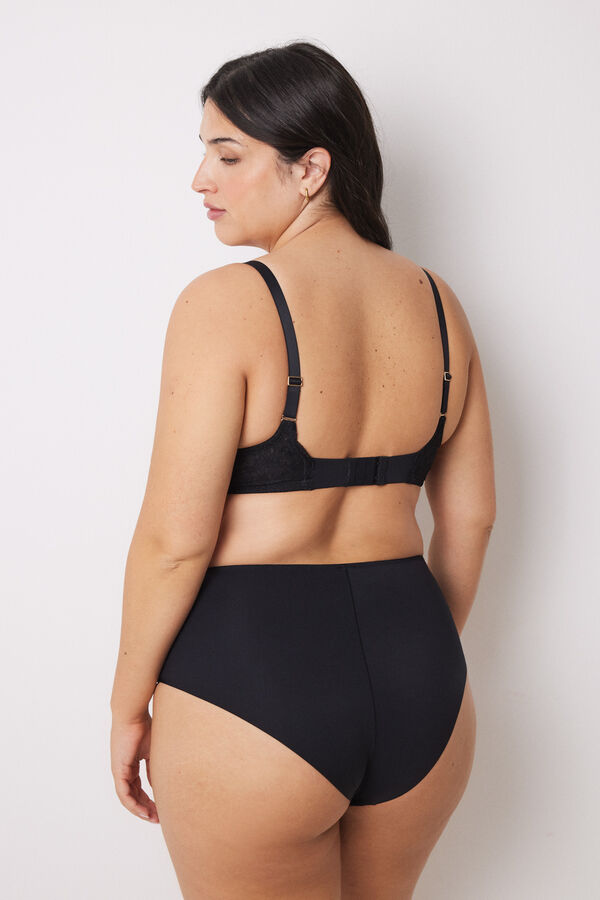 Womensecret Panty alto microfibra y encaje negro negro