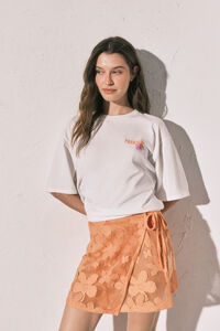 Women'secret Pareo corto de crochet con flores naranja