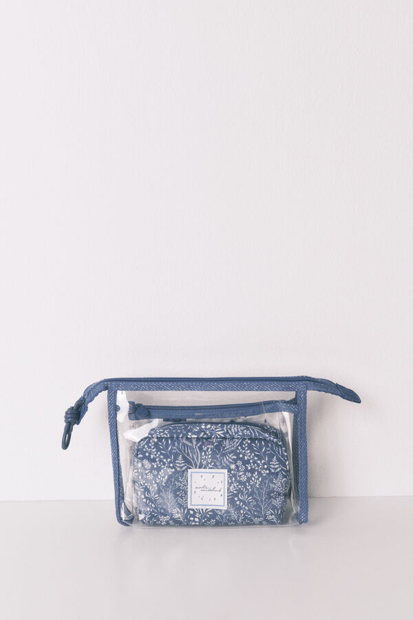 Women'secret Pack de 3 neceseres con estampados surtidos en azul y blanco estampado