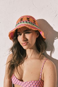 Women'secret Sombrero bucket de crochet multicolor