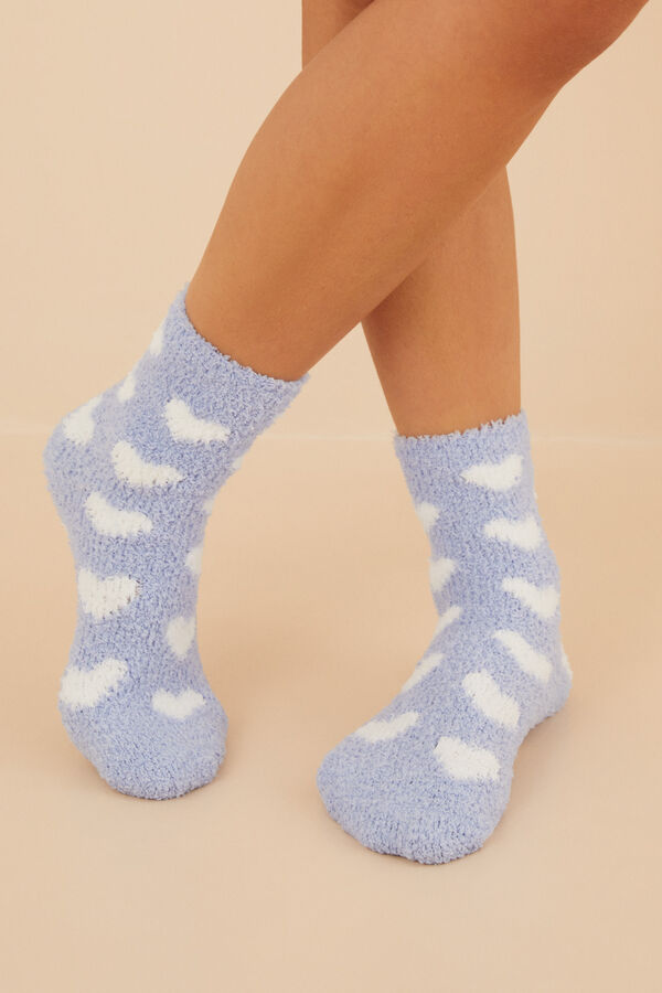 Womensecret Calcetines pelo corazones azul azul