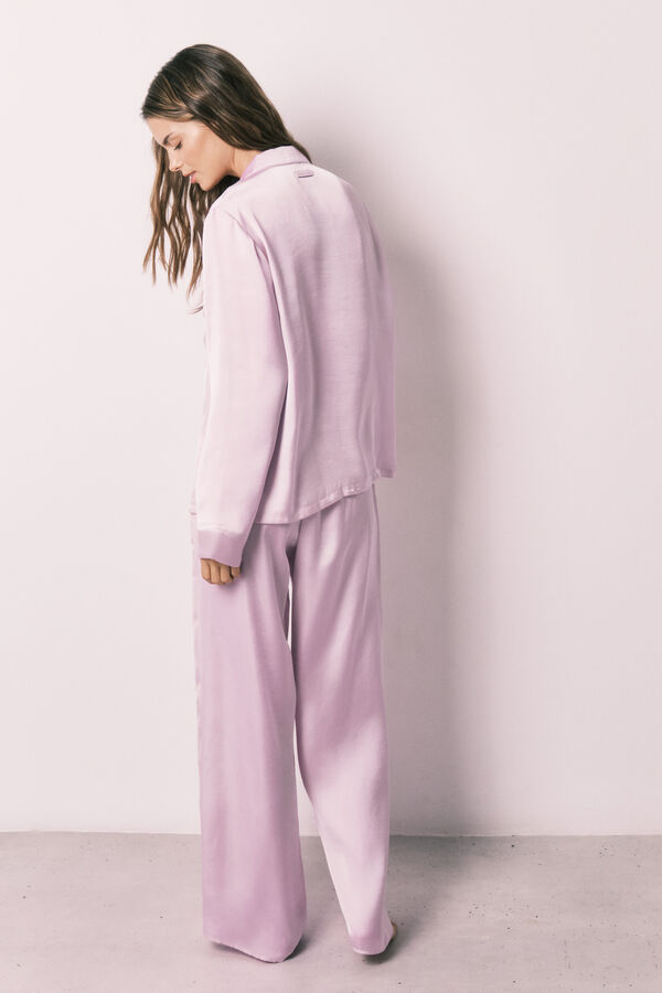 Women'secret Pijama camisera larga de sat&eacute;n lila morado/lila