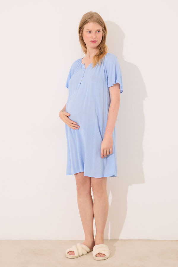 Womensecret Camisón corto "premamá" camisón en viscosa azul azul
