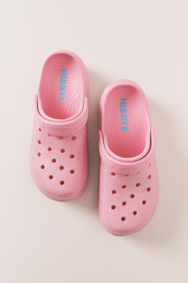 HI&BYE Zueco plataforma de goma rosa brillante rosa