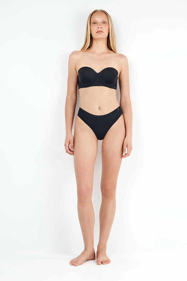 Gisela Panty tanga invisible microfibra negro