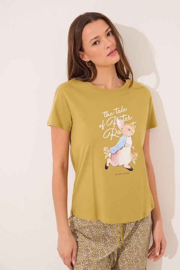 Womensecret Pijama capri 100% algodón estampado "Peter Rabbit" kaki