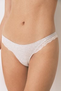 Women'secret Panty brasileño de algodón gris