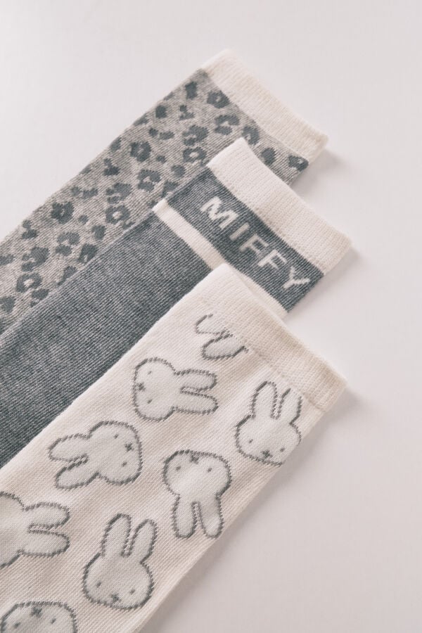 Women'secret Pack de 3 calcetines largos de algodón Miffy  gris