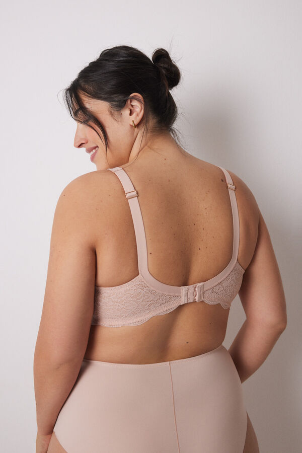 Womensecret REAL brasier reductor microfibra y encaje rosa rosa