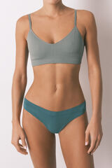 Women'secret Tanga lisa fruncida verde verde
