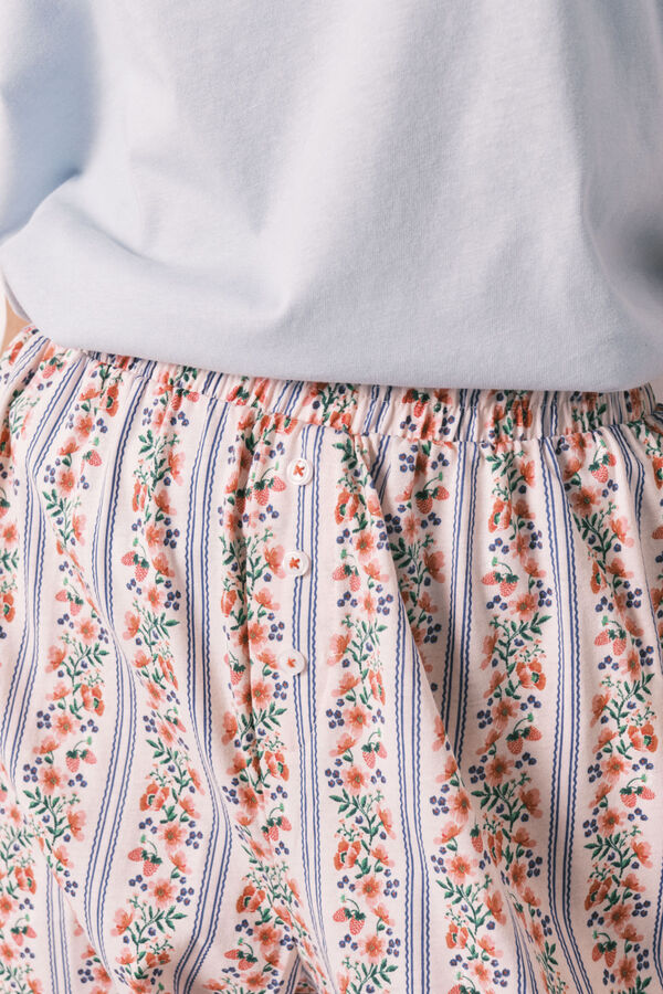 Women'secret Pantal&oacute;n carrot 100% algod&oacute;n estampado de flores rosa