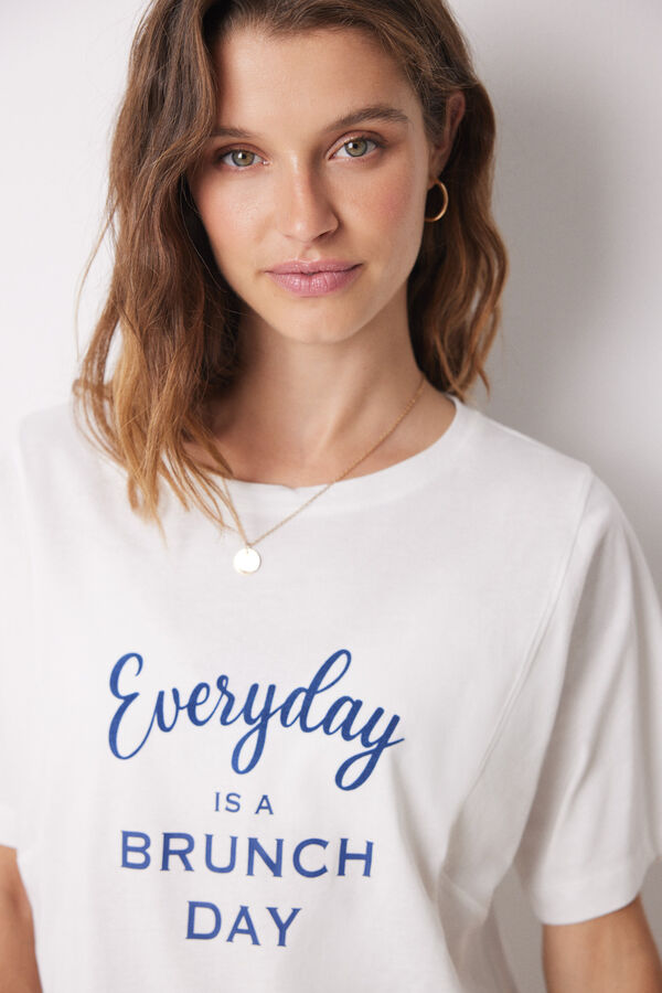 Womensecret Playera manga corta 100% algodón marfil marfil
