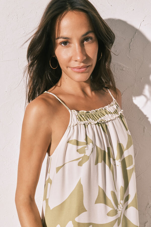 Women'secret Vestido largo de tirantes con estampado floral estampado