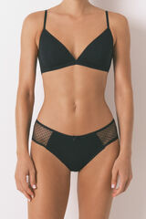 Womensecret Panty ancha de tul de algodón negro negro
