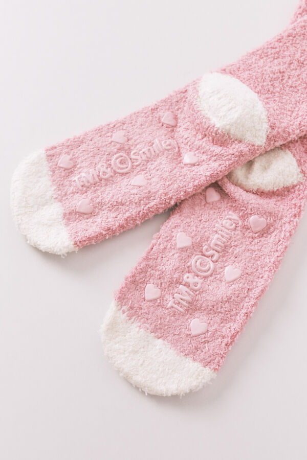 Womensecret Calcetines largos con carita sonriente rosa rosa