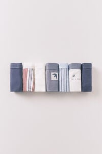 Women'secret Pack 7 panties brasile&ntilde;as con logo de algod&oacute;n azul