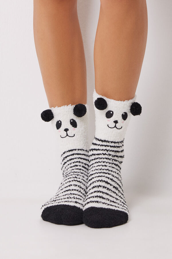 Womensecret Calcetines pelo oso panda  blanco