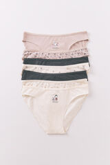 Women'secret Pack de 7 panties clásica multicolor de Snoopy estampado