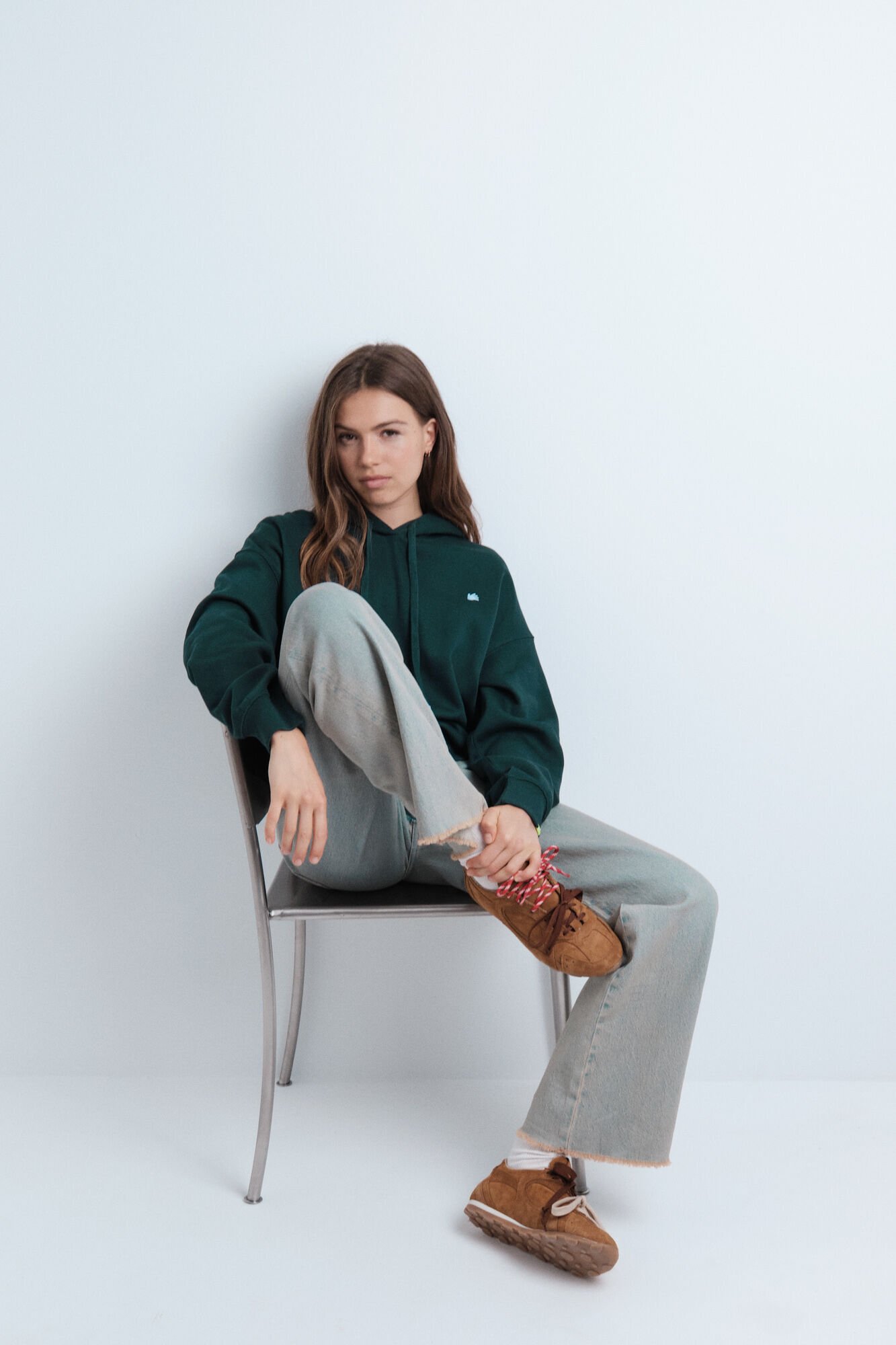 HI&BYE Sudadera con capucha de felpa verde