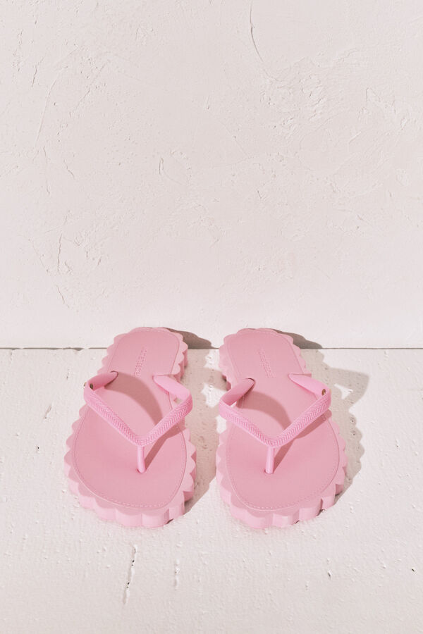 Women'secret Chanclas de dedo efecto ondas rosa rosa