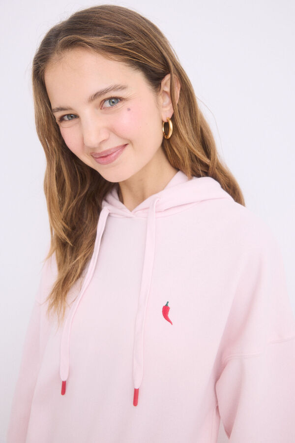 Womensecret Sudadera capucha felpa algodón rosa rosa