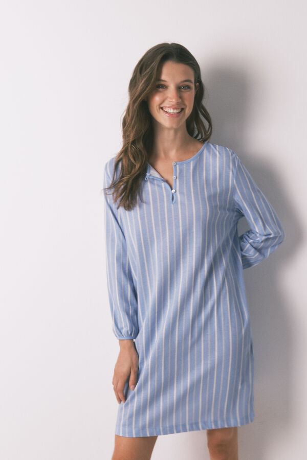 Women'secret Camis&oacute;n corto short de rayas en algod&oacute;n azul  estampado