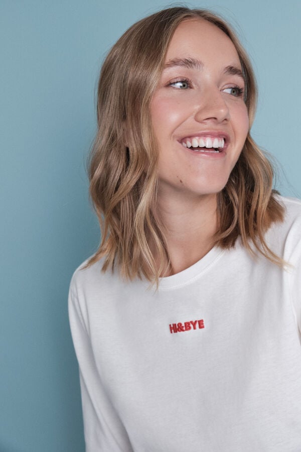 HI&BYE Pijama larga 100% algod&oacute;n con estampado vichy rojo marfil