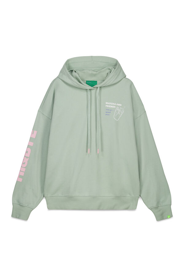 HI&BYE Sudadera con capucha de felpa de algod&oacute;n verde verde