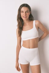 Women'secret Panty boxer sin costuras tricot blanco marfil