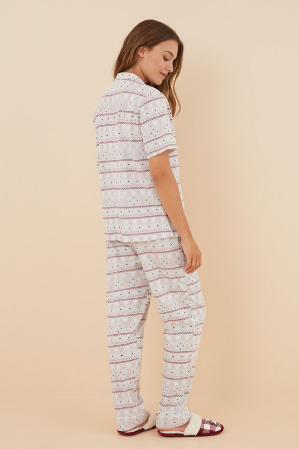 Womensecret Pijama camisera algodón cenefa Snoopy gris