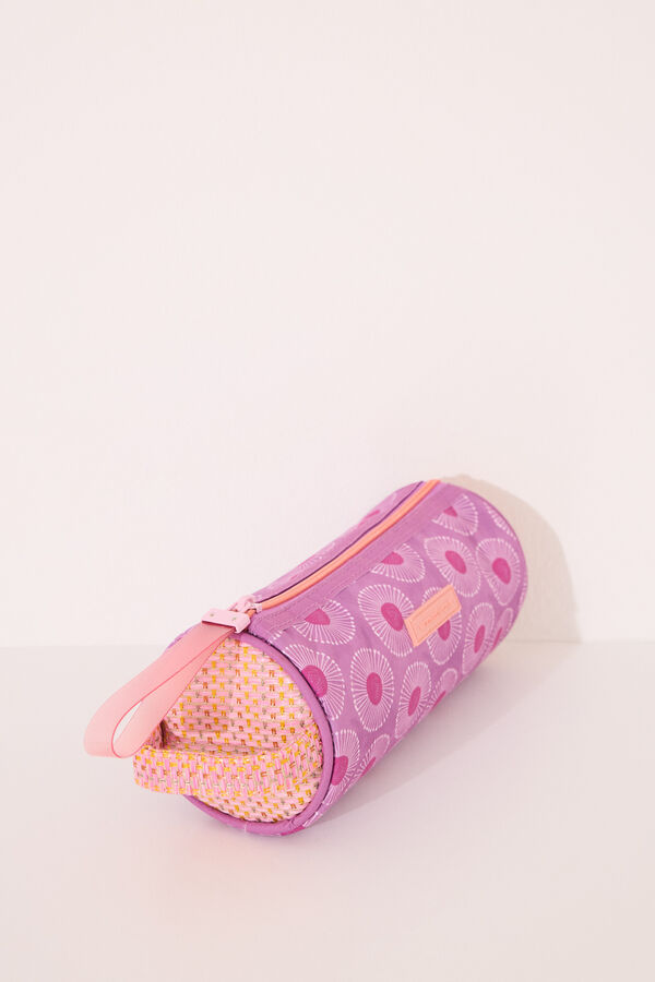 Womensecret Neceser pequeño de rafia rosa estampado