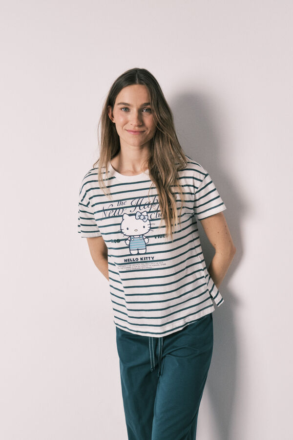 Women'secret Pijama Hello Kitty de manga corta de algod&oacute;n blanco
