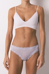 Women'secret Panty brasile&ntilde;o de microfibra y encaje lila morado/lila