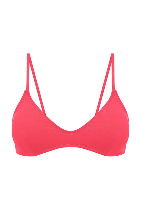 Womensecret Top de bikini con escote en PICO color coral naranja