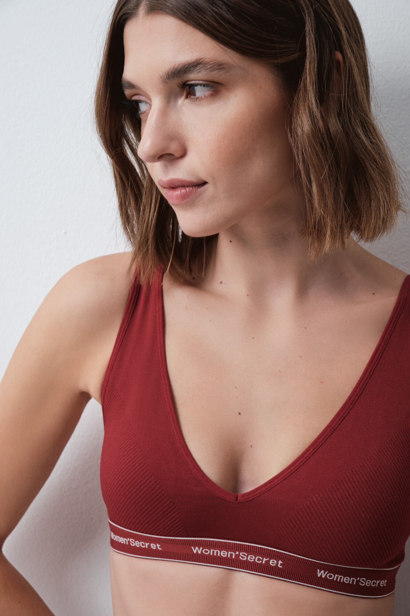 Women'secret Brasier halter de microfibra con logo rojo FANTASTIC