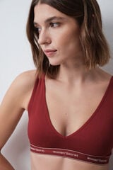 Women'secret Brasier halter de microfibra con logo rojo FANTASTIC p&uacute;rpura