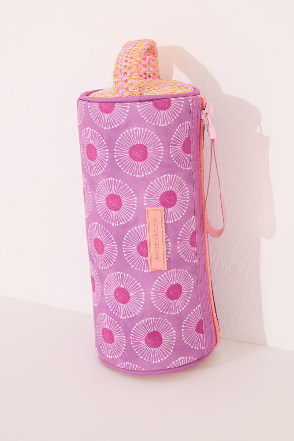 Womensecret Neceser pequeño de rafia rosa estampado
