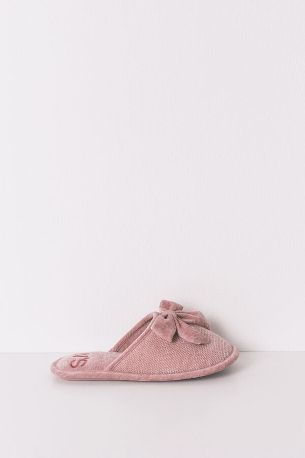 Women'secret Pantuflas para casa cerradas de chenilla rosa rosa