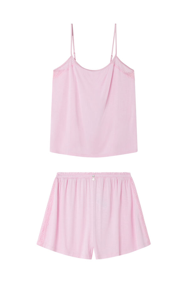 Womensecret Pijama corta de viscosa rosa rosa