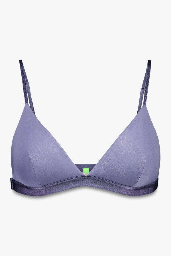 Womensecret Brasier triangular de microfibra con purpurina azul  azul